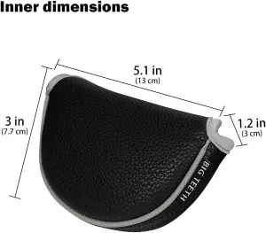 BIG TEETH Small Golf Putter Cover Half Mallet Mini Golf Headcover Club Head Protector Magnetic Closure, Center Shaf & Heel Shafted Putter Headcover for Scotty Cameron Taylormade Odyssey 2 Ball