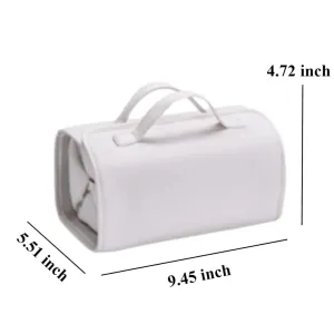 Binozinco Cosmetic Bag, Leather Waterproof Cosmetic Bag Detachable 4 in 1, Travel Multi Compartment Makeup Large Foldable Bag (White)