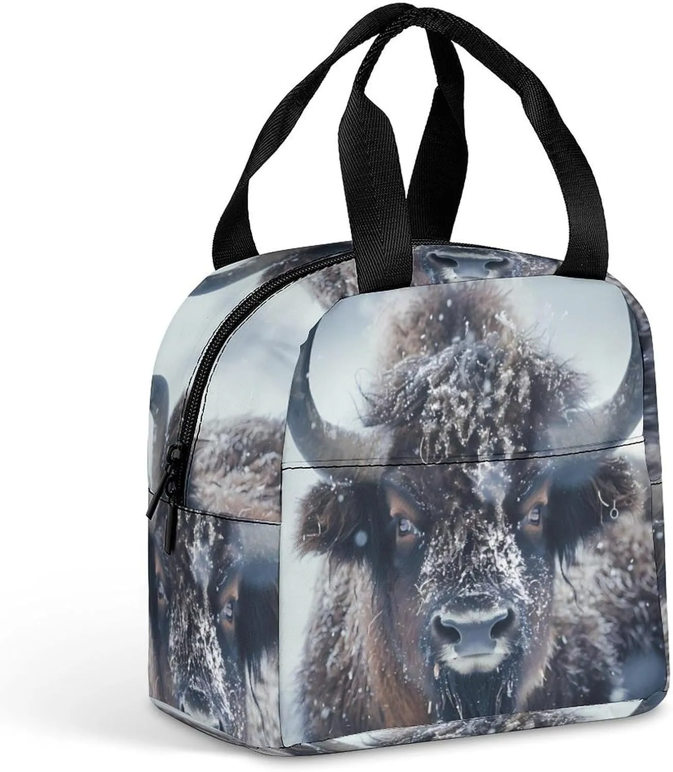 Bison Snowstorm Lunch Box for Women Men Insulated Lunch Bag Reusable Lunch Tote Bag Lunch Container