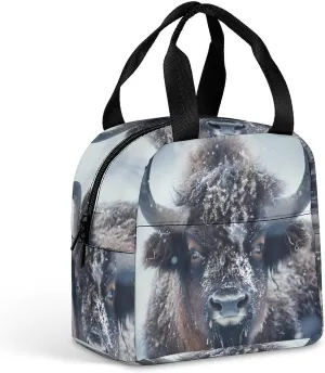 Bison Snowstorm Lunch Box for Women Men Insulated Lunch Bag Reusable Lunch Tote Bag Lunch Container