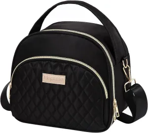 Black Cute Insulated Lunch Tote Bag for Women Work,Reusable Adult Lunch Box for Women, Stylish Wide Open Cooler Bag for Work(Black)