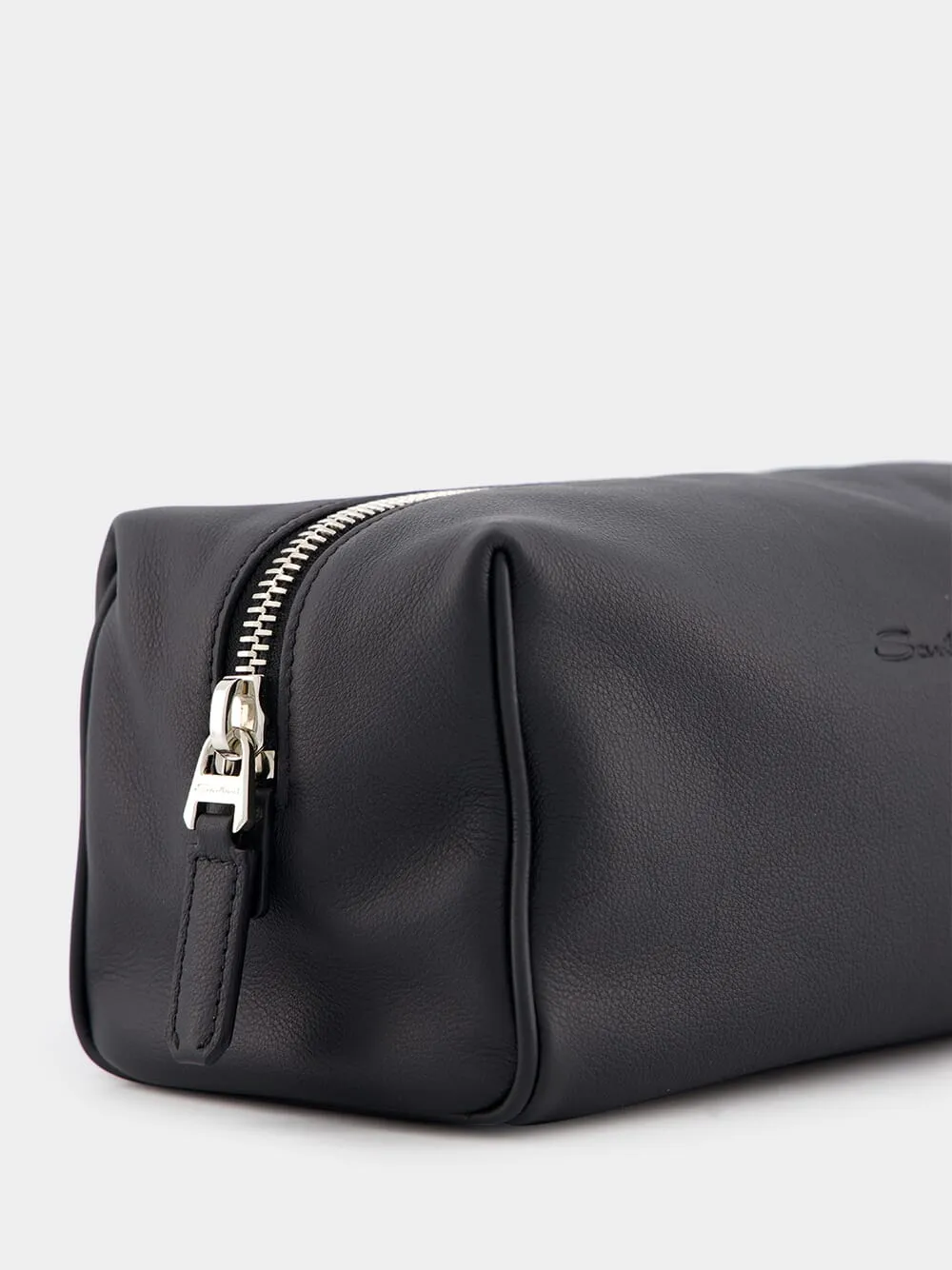 Black Leather Wash Bag