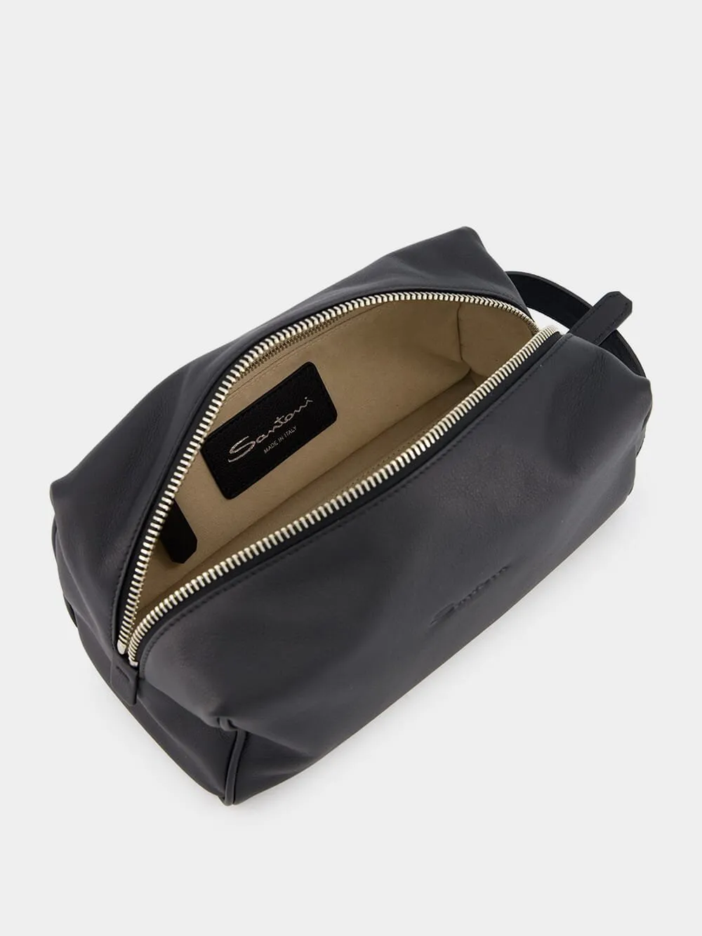 Black Leather Wash Bag