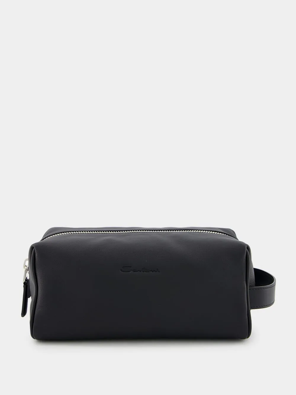 Black Leather Wash Bag