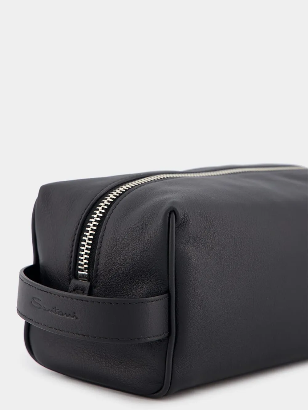 Black Leather Wash Bag