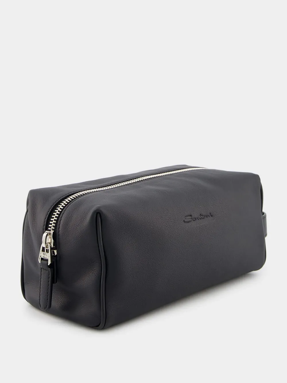 Black Leather Wash Bag