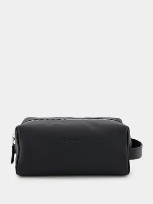 Black Leather Wash Bag