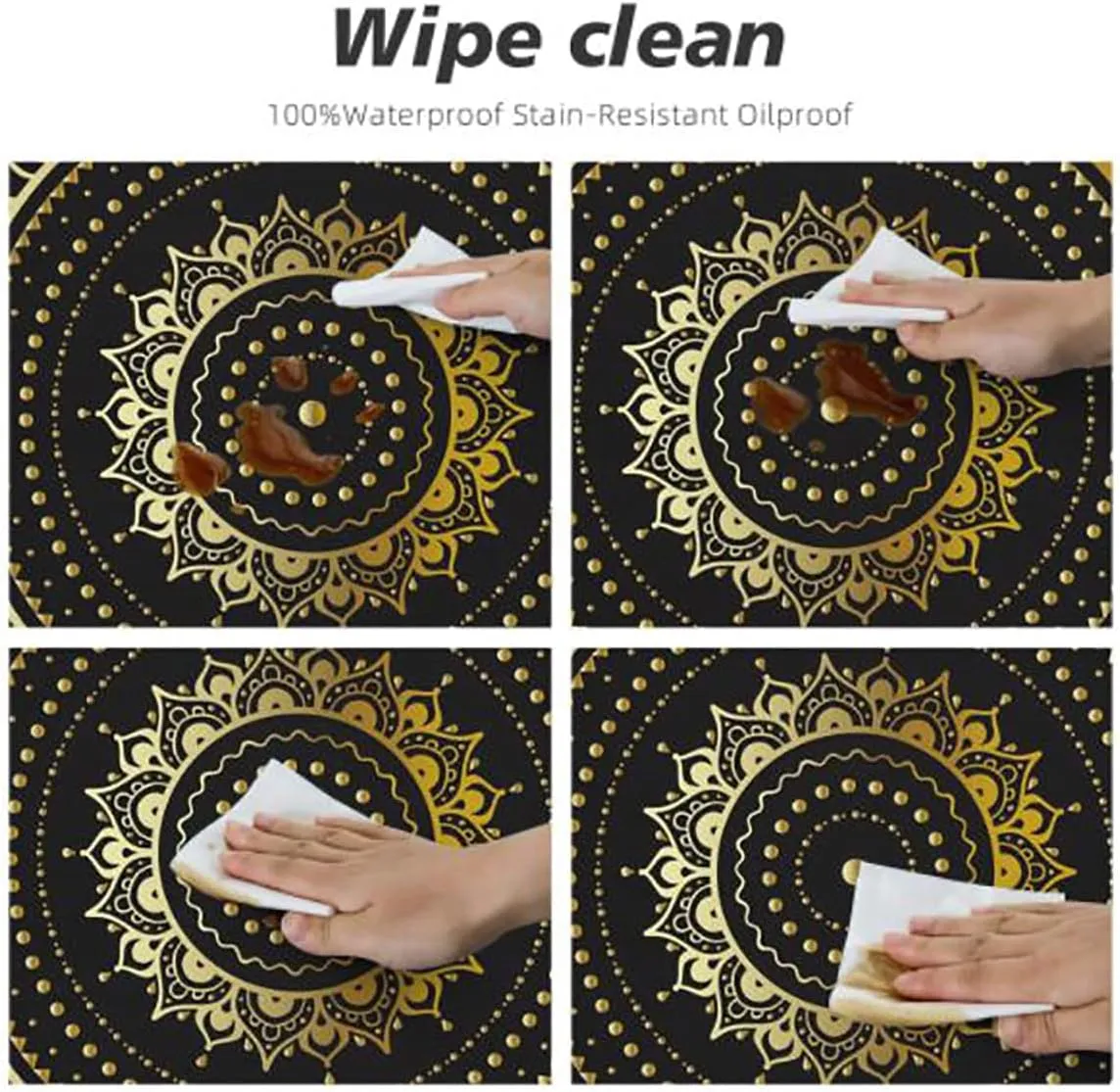 Black White Fitted Tablecloth Round Concentric Different Size Circles Print Round Fitted Table Cover The Ultimate Protection for Your Table Navy Blue Fit for 40"-43" Table