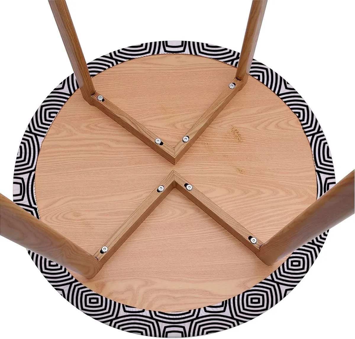 Black White Fitted Tablecloth Round Concentric Different Size Circles Print Round Fitted Table Cover The Ultimate Protection for Your Table Navy Blue Fit for 40"-43" Table