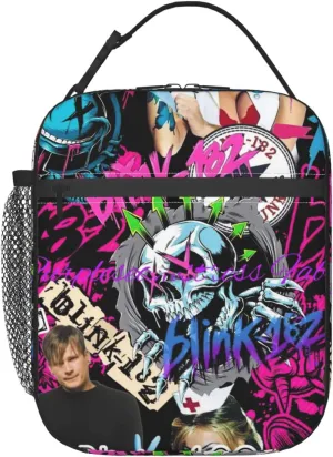 Blink Classic Rock 182 Insulated Lunch Bags Reusable Lunch Tote Bag Lunch Container Meal Holder with Detachable Buckle Handle Lunch Zipper Cooler Bag for Work Easy To Clean Handbag