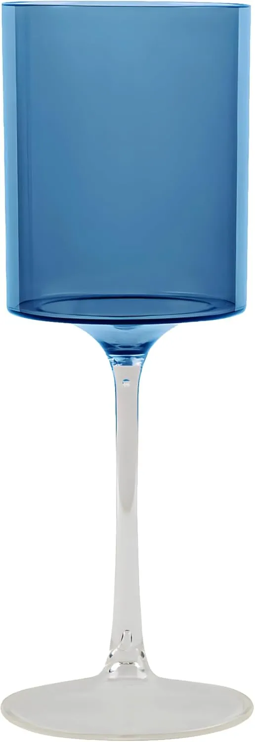 Blue & Clear Two-Tone Wine Glass Set - 14 Oz (5 Pieces) - Elegant, Sophisticated Design for Upscale Events & Unforgettable Moments – Ideal for Wine Tasting, Celebrations, and Gifting