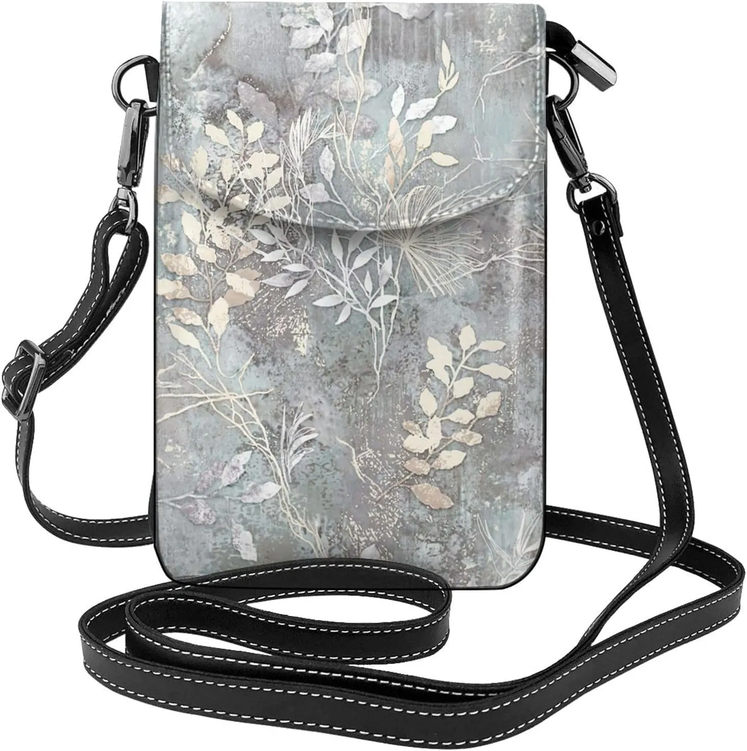 Blue Grace Flora Print Small Crossbody Handbags Adjustable Shoulder Strap for Women Mini Cell Phone Purse