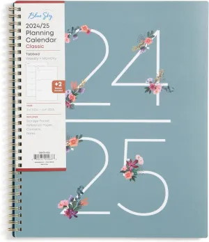 Blue Sky 2024-2025 Academic Year Weekly and Monthly Planner, 8.5” x 11”, Wirebound, Greta (136479-A25)