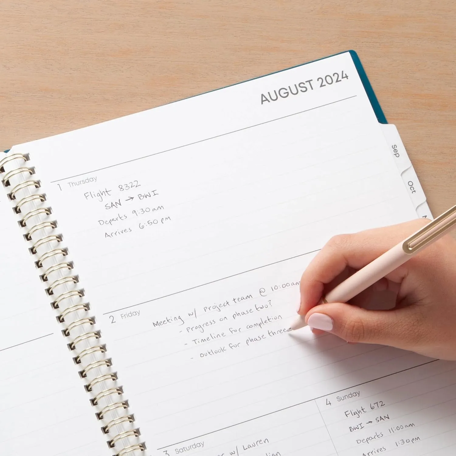 Blue Sky 2024-2025 Academic Year Weekly and Monthly Planner, 8.5” x 11”, Wirebound, Greta (136479-A25)