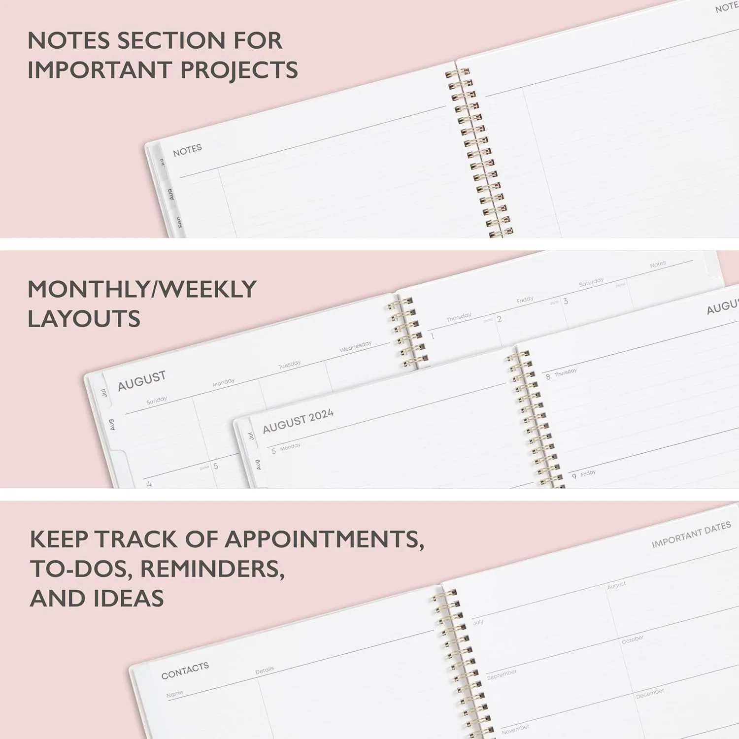 Blue Sky 2024-2025 Academic Year Weekly and Monthly Planner, 8.5” x 11”, Wirebound, Greta (136479-A25)