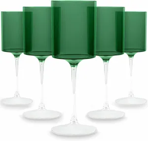 Bluesky Green & Clear Two-Tone Wine Glass Set - 14 Oz (5 Pieces) - Elegant, Sophisticated Design for Upscale Events & Unforgettable Moments – Ideal for Wine Tasting, Celebrations, and Gifting