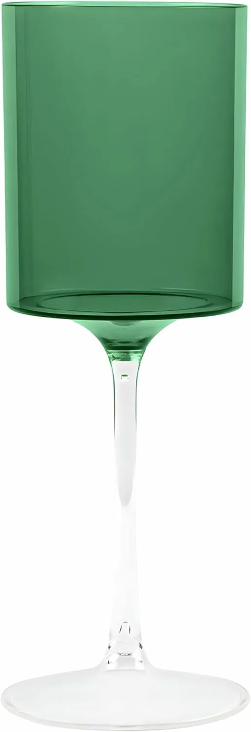 Bluesky Green & Clear Two-Tone Wine Glass Set - 14 Oz (5 Pieces) - Elegant, Sophisticated Design for Upscale Events & Unforgettable Moments – Ideal for Wine Tasting, Celebrations, and Gifting