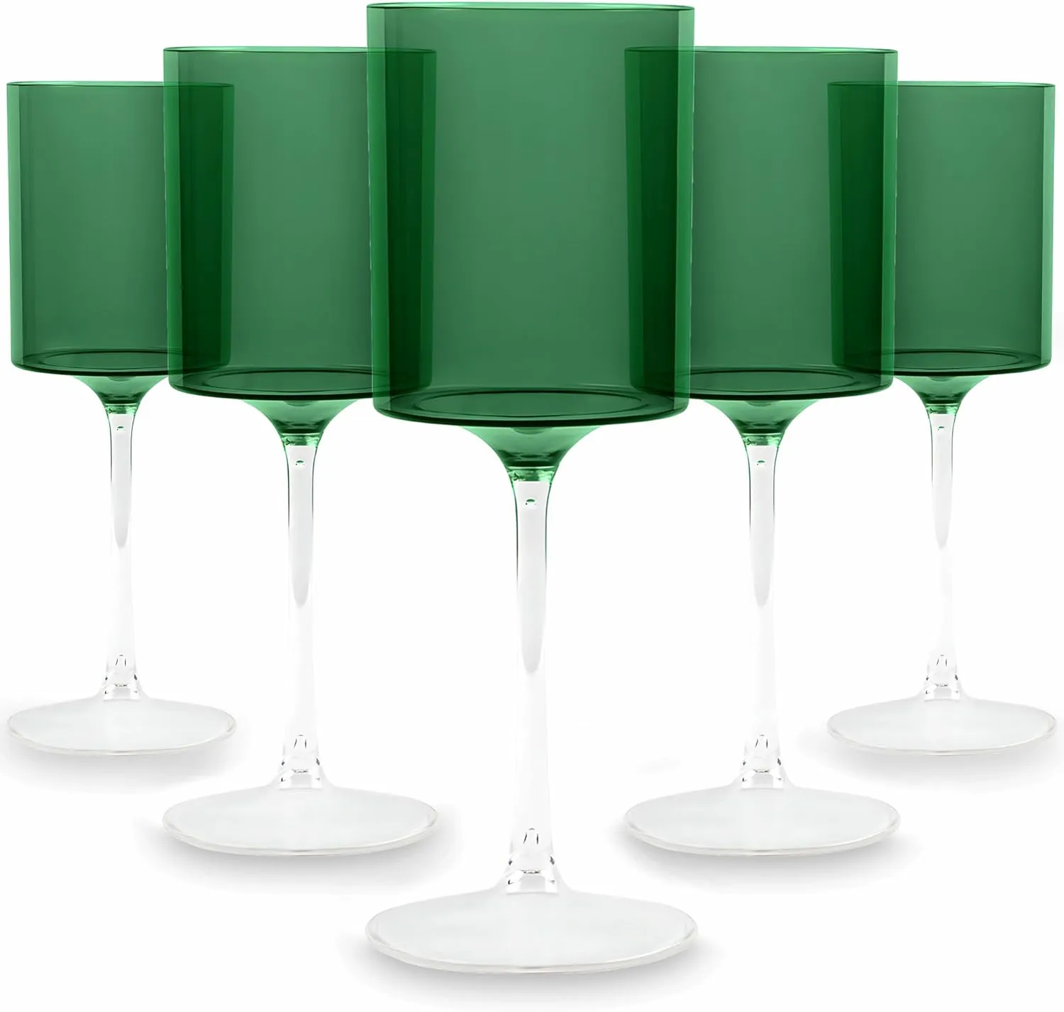 Bluesky Green & Clear Two-Tone Wine Glass Set - 14 Oz (5 Pieces) - Elegant, Sophisticated Design for Upscale Events & Unforgettable Moments – Ideal for Wine Tasting, Celebrations, and Gifting