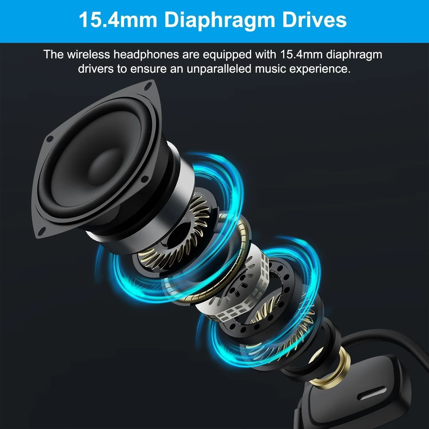 Bluetooth Headphones, Bluetooth V5.4 Wireless Headphones with Noise Cancelling Mic, 12H Playtime, 15.4mm Diaphragm Driver, Open Ear Headset for Office Meeting Running Cycling Driving (Black)