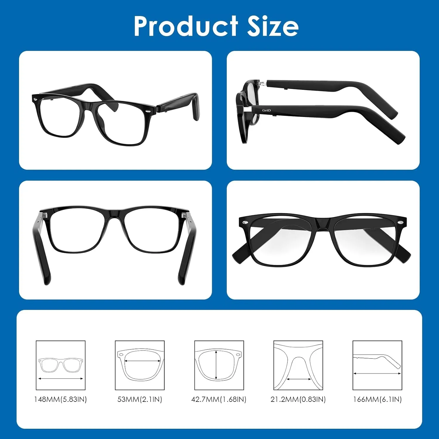 Bluetooth Sunglasses for Men/Women, AI Translator, 11H Battery Life, Polarized Lens, UV Protection, Voice Control, Built-in Mic & Speakers, Smart Eyewear for Gaming Meeting Travel