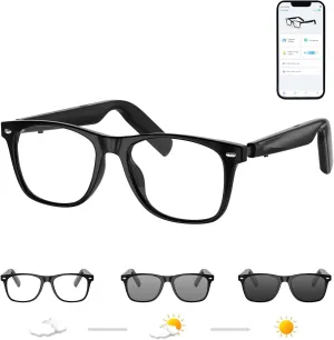 Bluetooth Sunglasses for Men/Women, AI Translator, 11H Battery Life, Polarized Lens, UV Protection, Voice Control, Built-in Mic & Speakers, Smart Eyewear for Gaming Meeting Travel