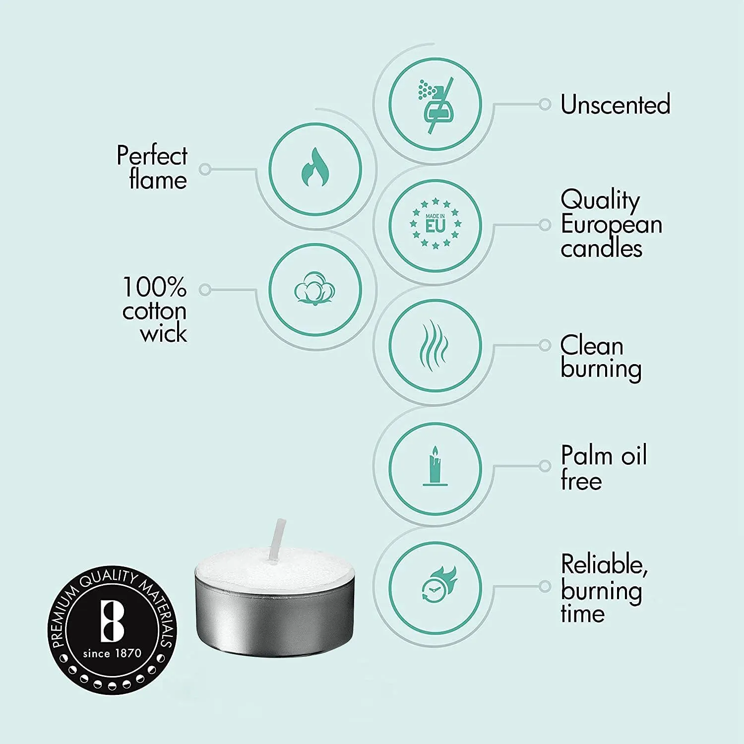 BOLSIUS Tea Lights Candles - Bulk Pack of White Unscented Candle Lights with 6 Hour Burning Time - Tea Candles for Wedding, Home, Parties, and Special Occasions (Pack of 100)