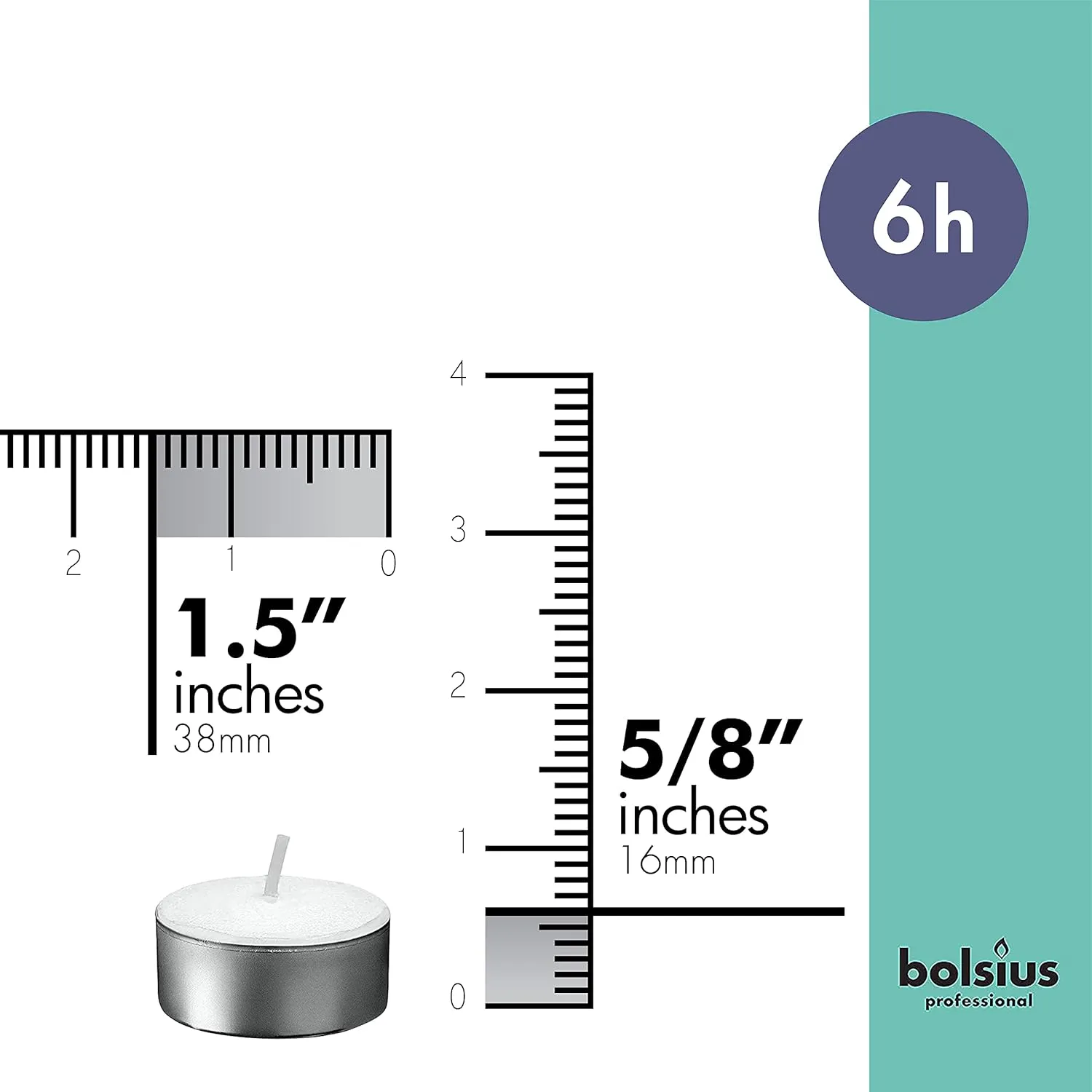 BOLSIUS Tea Lights Candles - Bulk Pack of White Unscented Candle Lights with 6 Hour Burning Time - Tea Candles for Wedding, Home, Parties, and Special Occasions (Pack of 100)