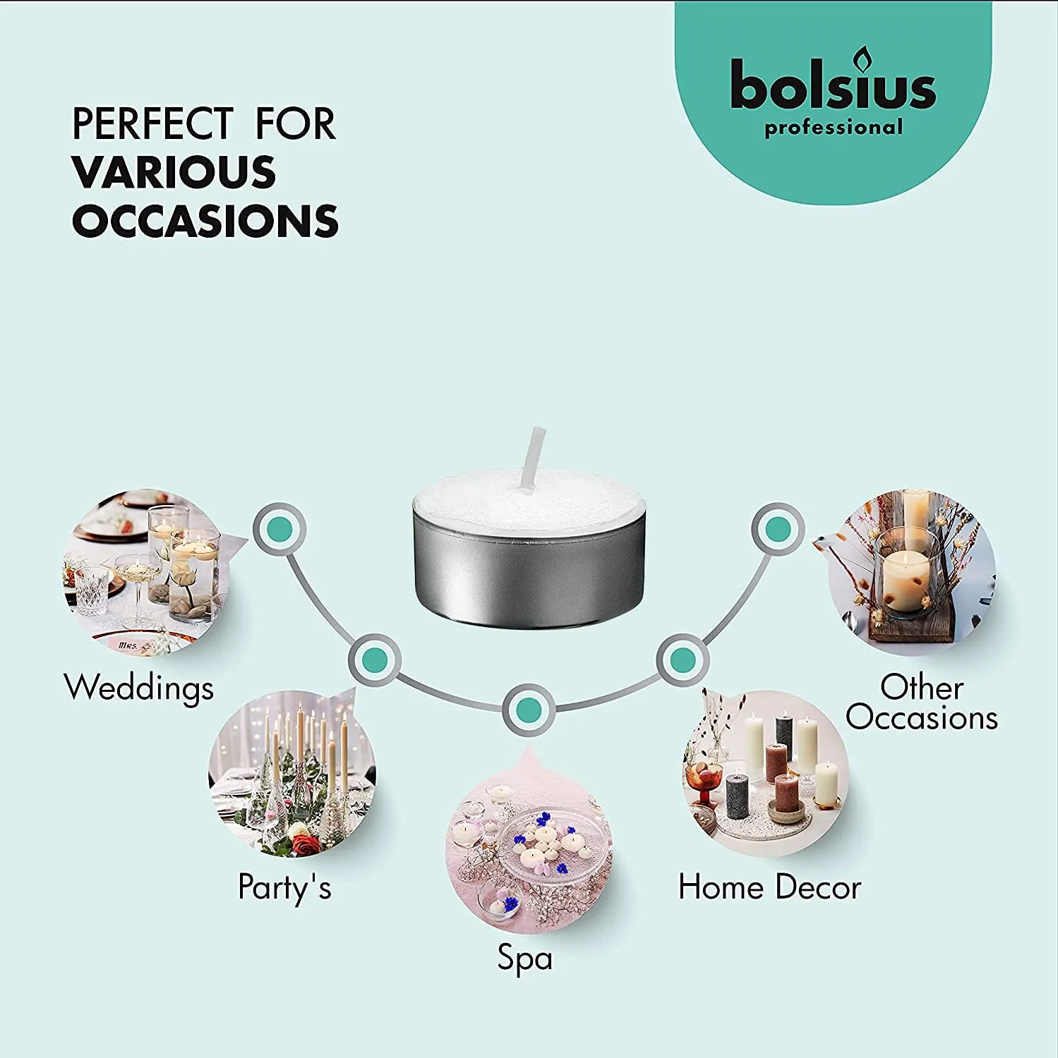 BOLSIUS Tea Lights Candles - Bulk Pack of White Unscented Candle Lights with 6 Hour Burning Time - Tea Candles for Wedding, Home, Parties, and Special Occasions (Pack of 100)