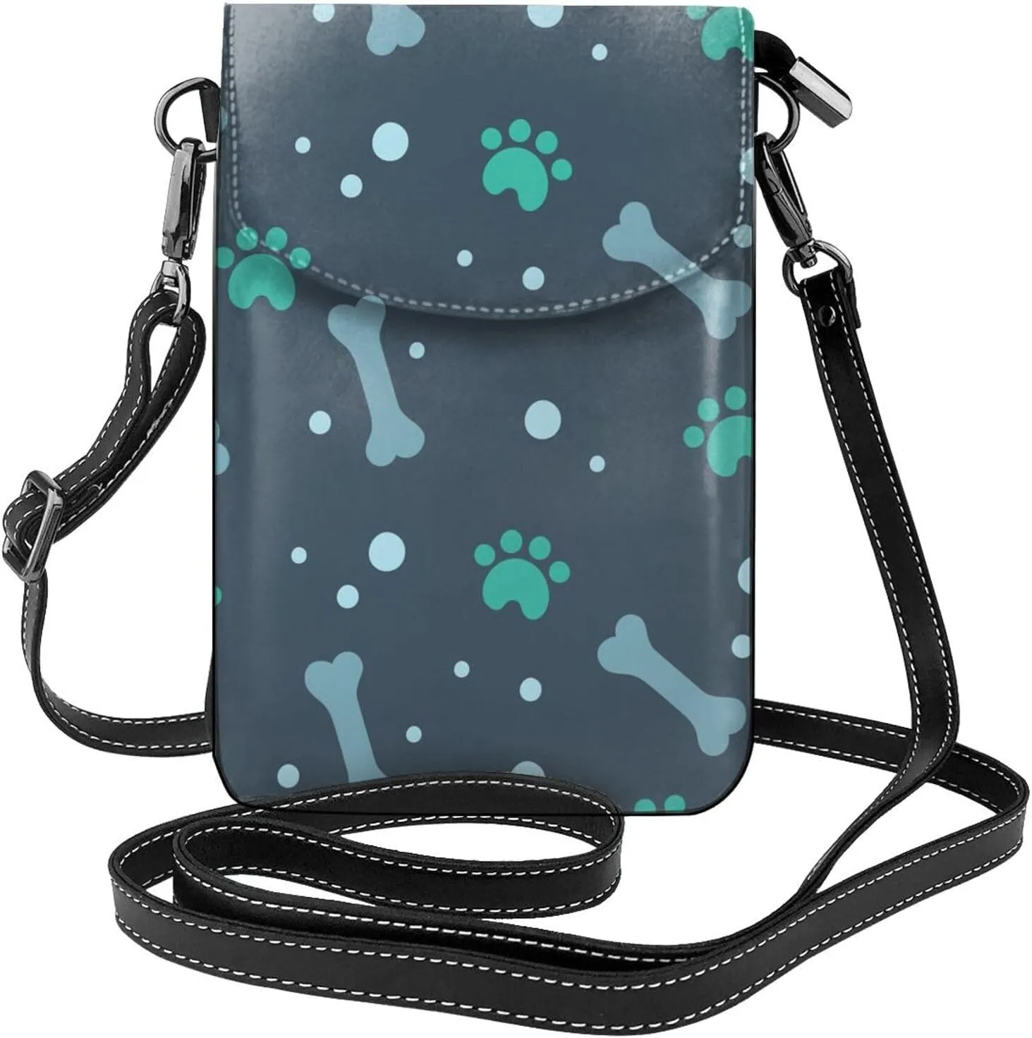 Bones and dog claws Print Small Crossbody Handbags Adjustable Shoulder Strap for Women Mini Cell Phone Purse
