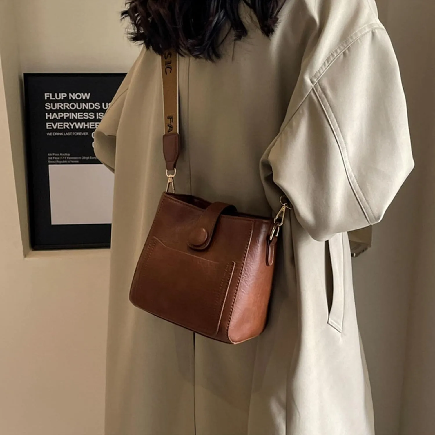 Bootara Bucket Bag, Vintage Crossbody Bag, Womens Retro Water Bucket Shoulder Bags, with Adjustable Wider Shoulder-strap