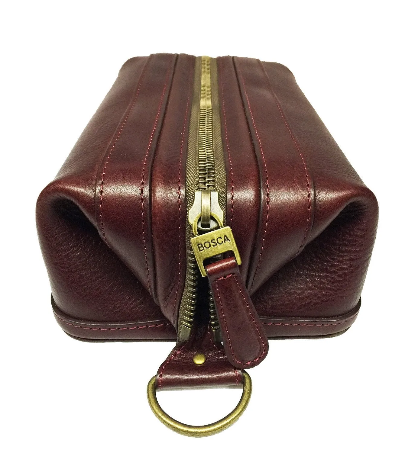 Bosca Correspondent 10" Leather Zipper Framed Travel Toiletry Kit