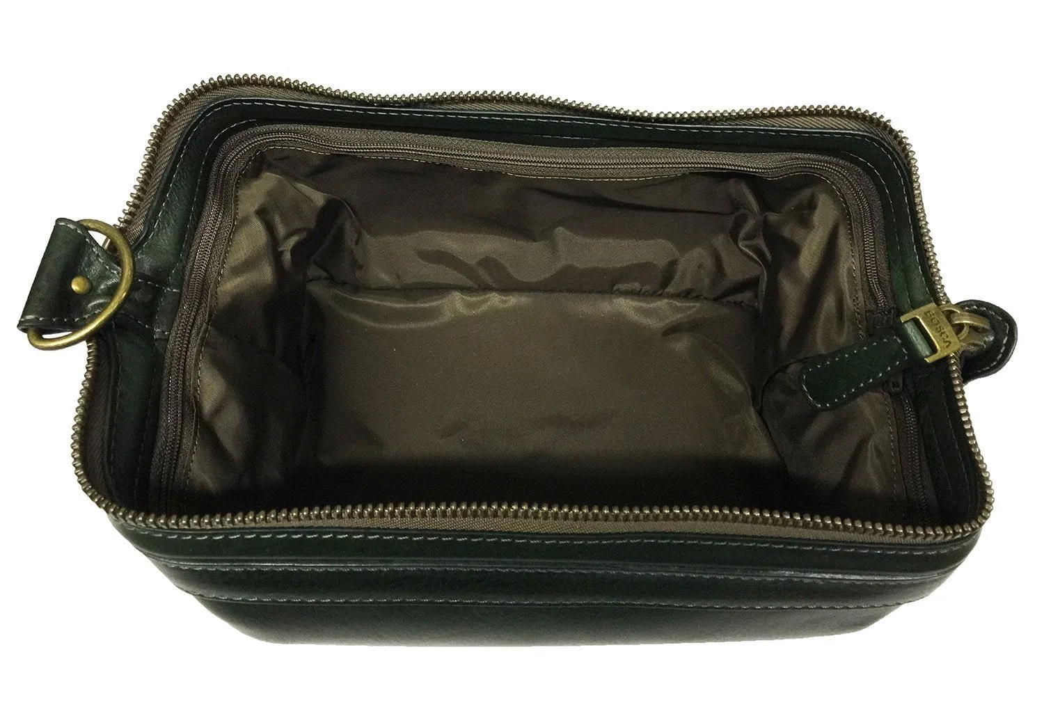 Bosca Correspondent 10" Leather Zipper Framed Travel Toiletry Kit