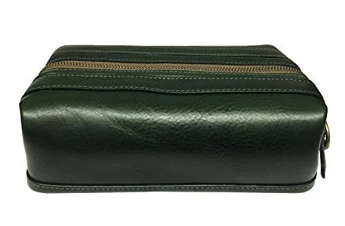 Bosca Correspondent 10" Leather Zipper Framed Travel Toiletry Kit