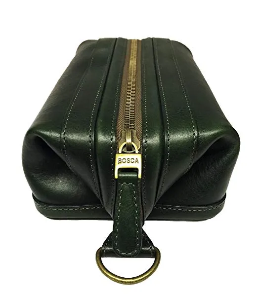 Bosca Correspondent 10" Leather Zipper Framed Travel Toiletry Kit