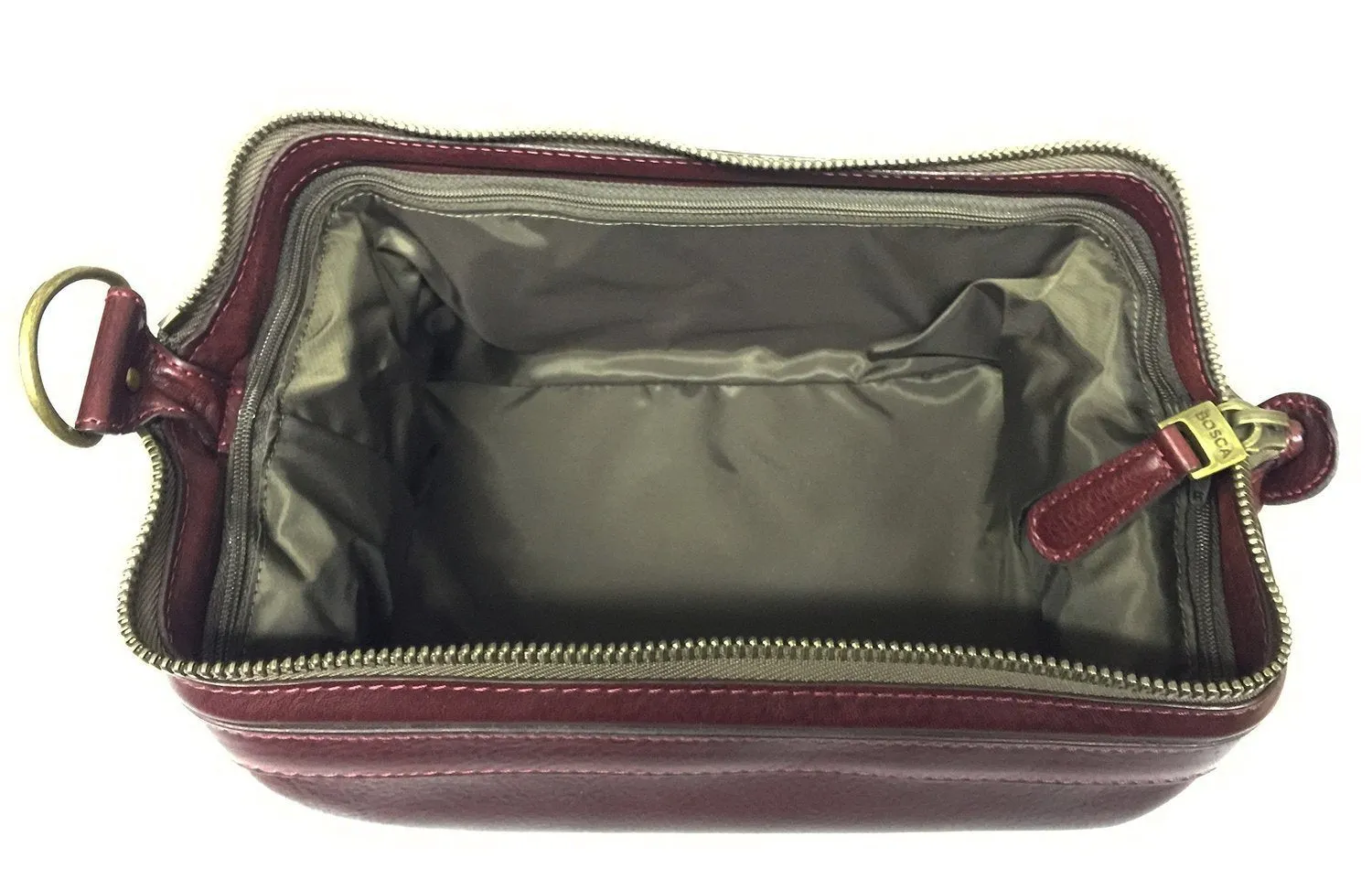 Bosca Correspondent 10" Leather Zipper Framed Travel Toiletry Kit