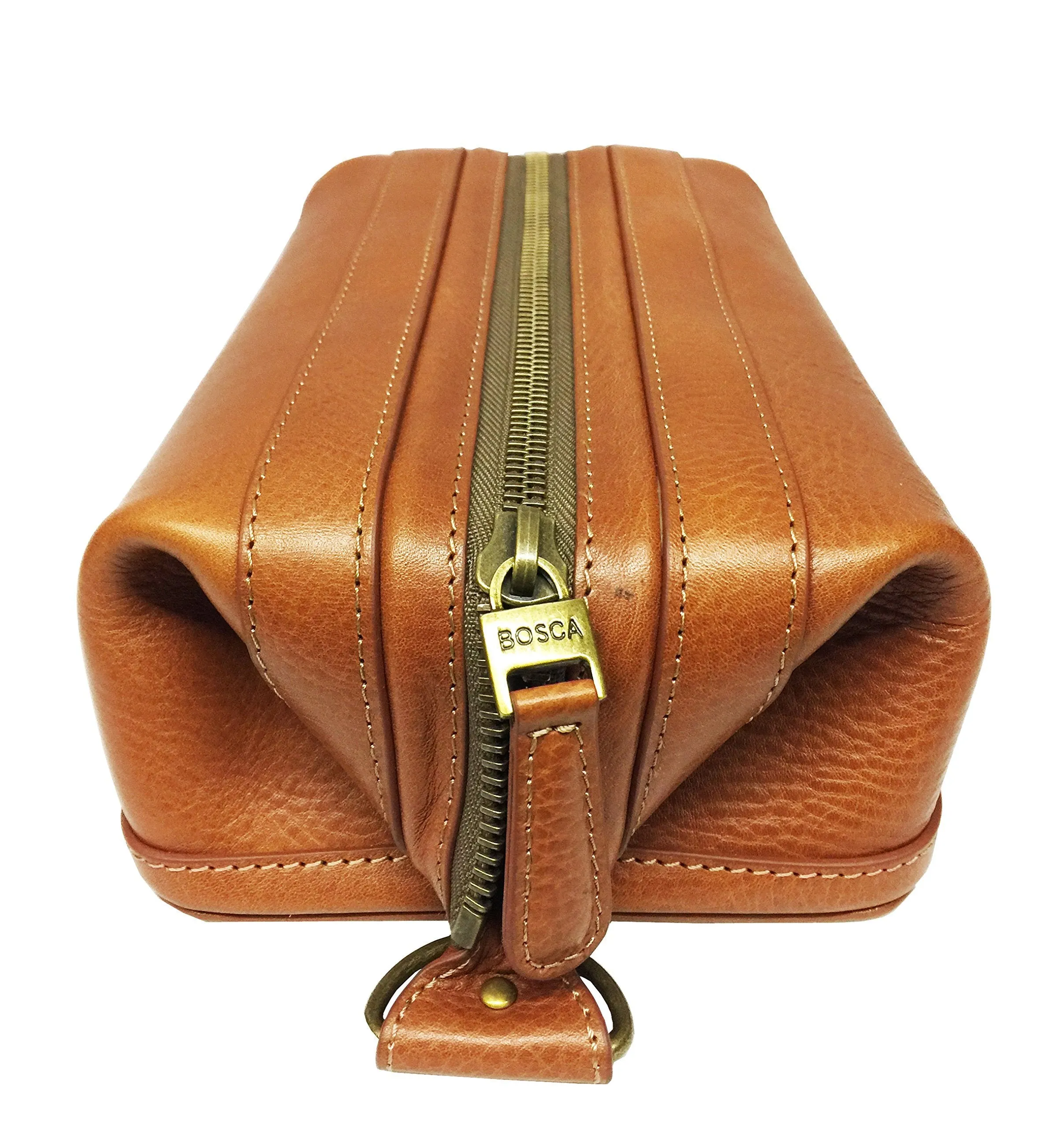 Bosca Correspondent 10" Leather Zipper Framed Travel Toiletry Kit