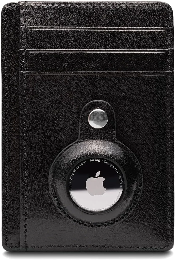Bosca Old Leather-Airtag Seven-Pocket ID Card Case, Black, One Size