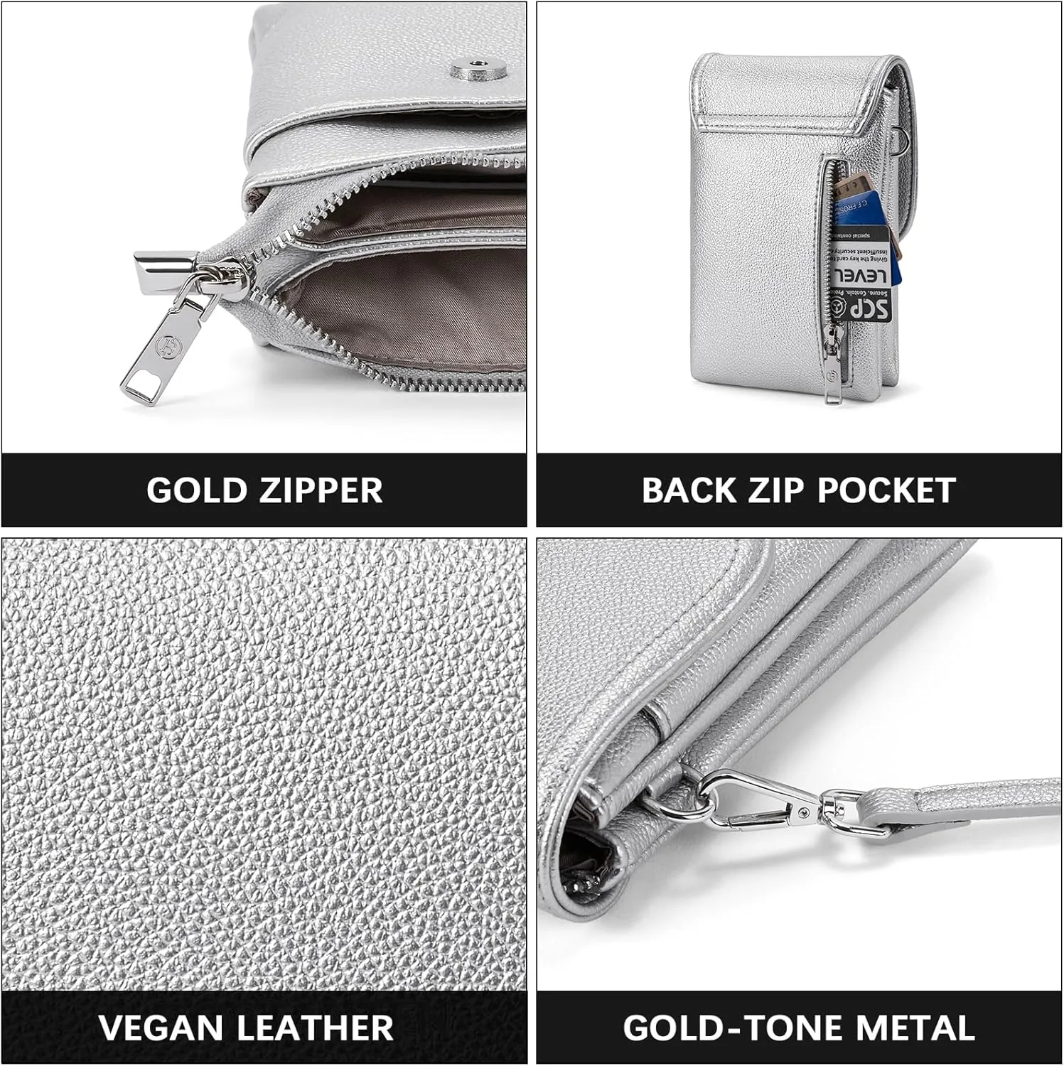 BOSTANTEN Vegan Leather Small Crossbody Bags for Women Designer Cell Phone Bag Wallet Purses Adjustable Strap