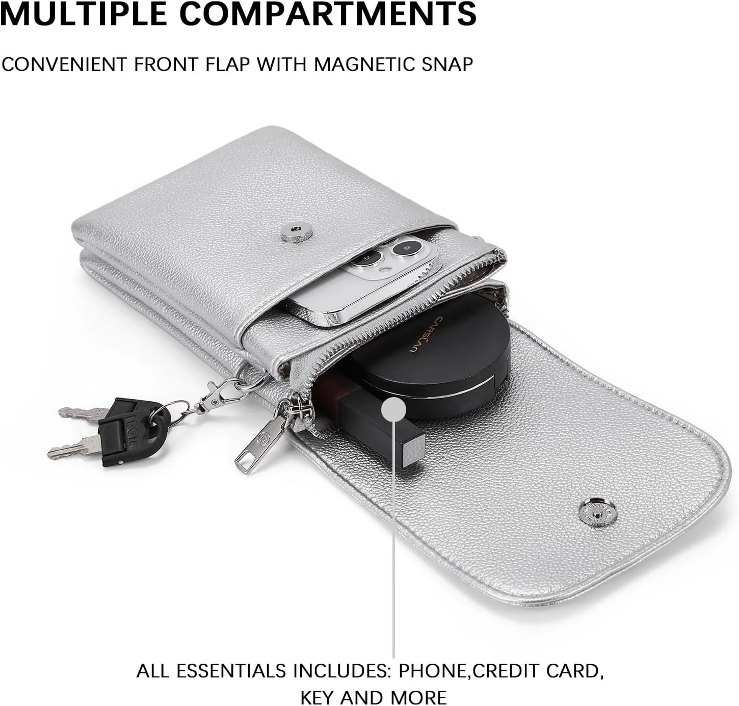 BOSTANTEN Vegan Leather Small Crossbody Bags for Women Designer Cell Phone Bag Wallet Purses Adjustable Strap
