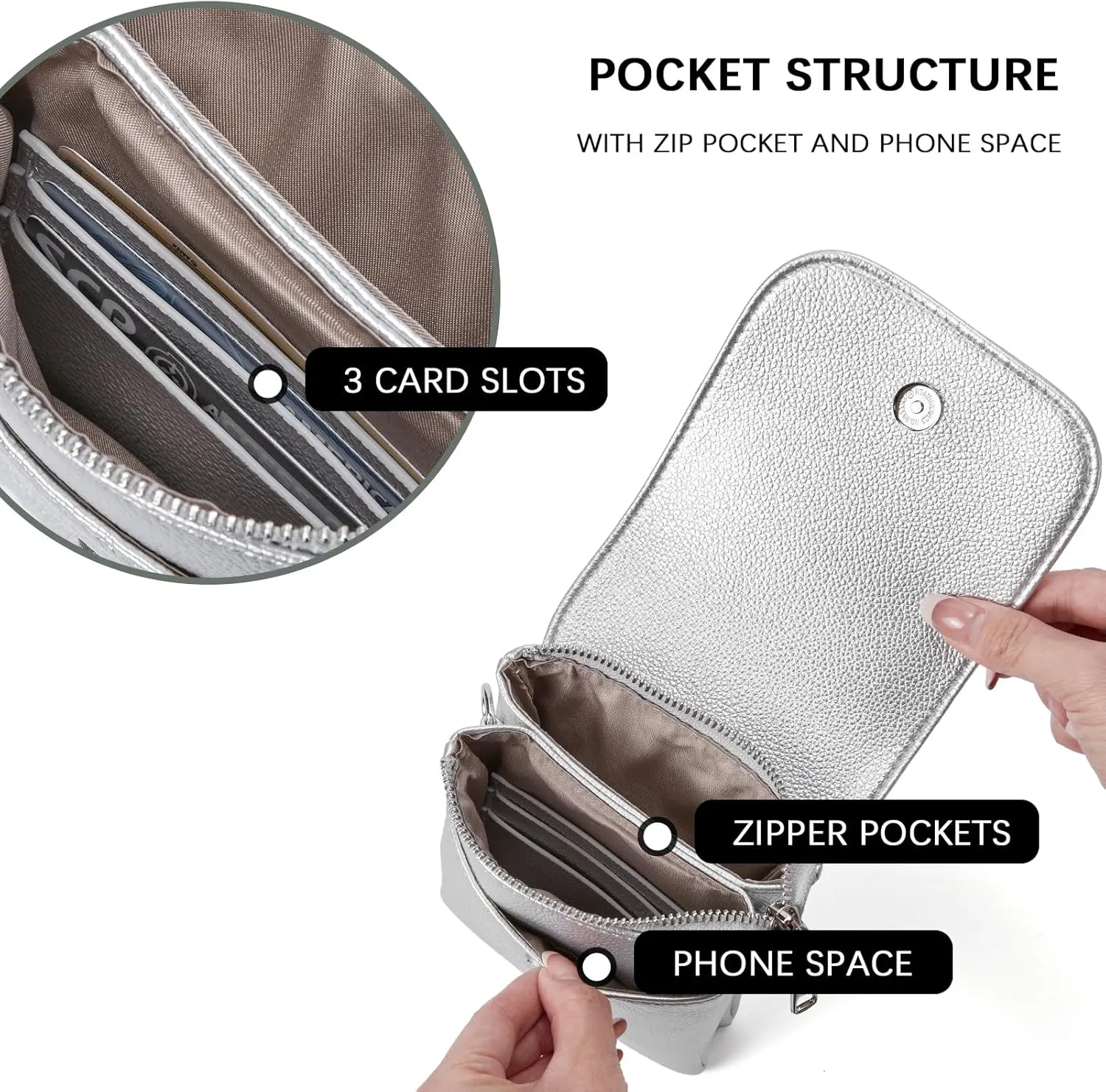 BOSTANTEN Vegan Leather Small Crossbody Bags for Women Designer Cell Phone Bag Wallet Purses Adjustable Strap