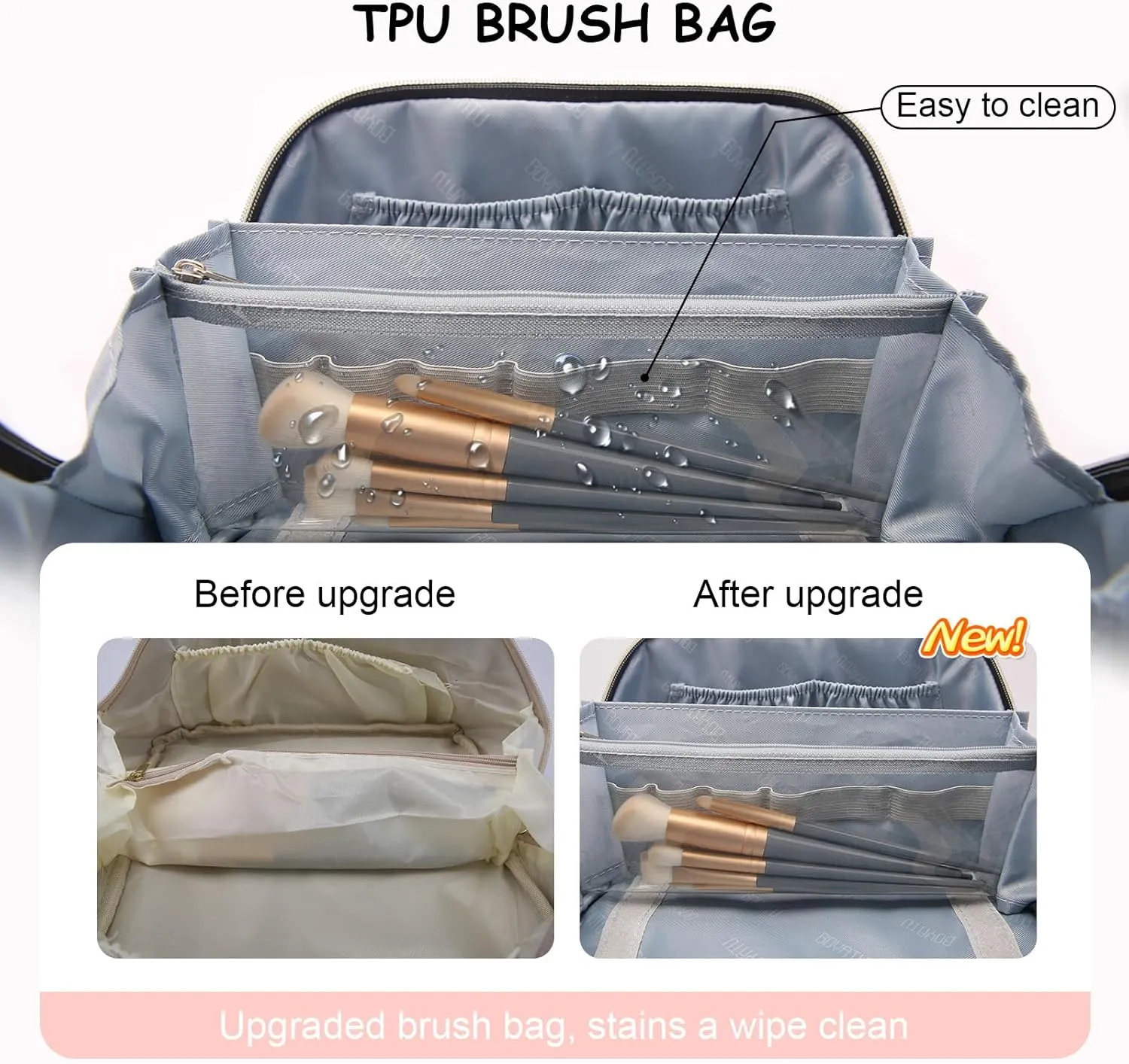 BOYATU Travel Makeup Bag Organizer Cosmetic Bag: 3 Pcs Set Make up Bags for Women with Handle - Waterproof Vegan Leather Toiletry Bags with Comparments (C-05-Pink)