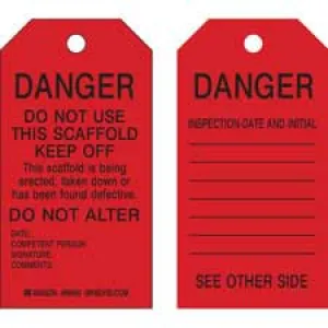 Brady Scaffold Tags: DANGER Do Not Use This Scaffold Keep Off| Buy online