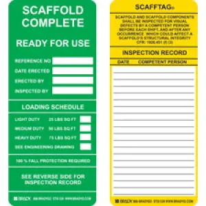 Brady SCAFFTAG Inserts: SCAFFOLD COMPLETE READY FOR USE: REFERENCE NO: DATE ERECTED: ERECTED…| Buy online