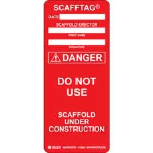 Brady SCAFFTAG Inserts: SCAFFTAG DANGER DO NOT USE: DATE: SCAFFOLD ERECTOR: SCAFFOLD UNDER CONSTRUCTION| Buy online