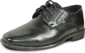 bravo! Boy Dress Shoe King Lace-up Oxford Plain Toe or Cap Toe Leather Sock for School Uniform Formal Event Size from Toddler to Youth Black Brown Cognac