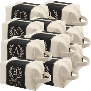 Bridesmaid Gifts Set of 10, Personalized Toiletry Bag for Women, 3 Designs & 4 Colors, Custom w/Name, Title, Date, Bridesmaid Proposal Gifts, Bridal Shower Gift, Bachalorette Party Favors, D1 - BLACK
