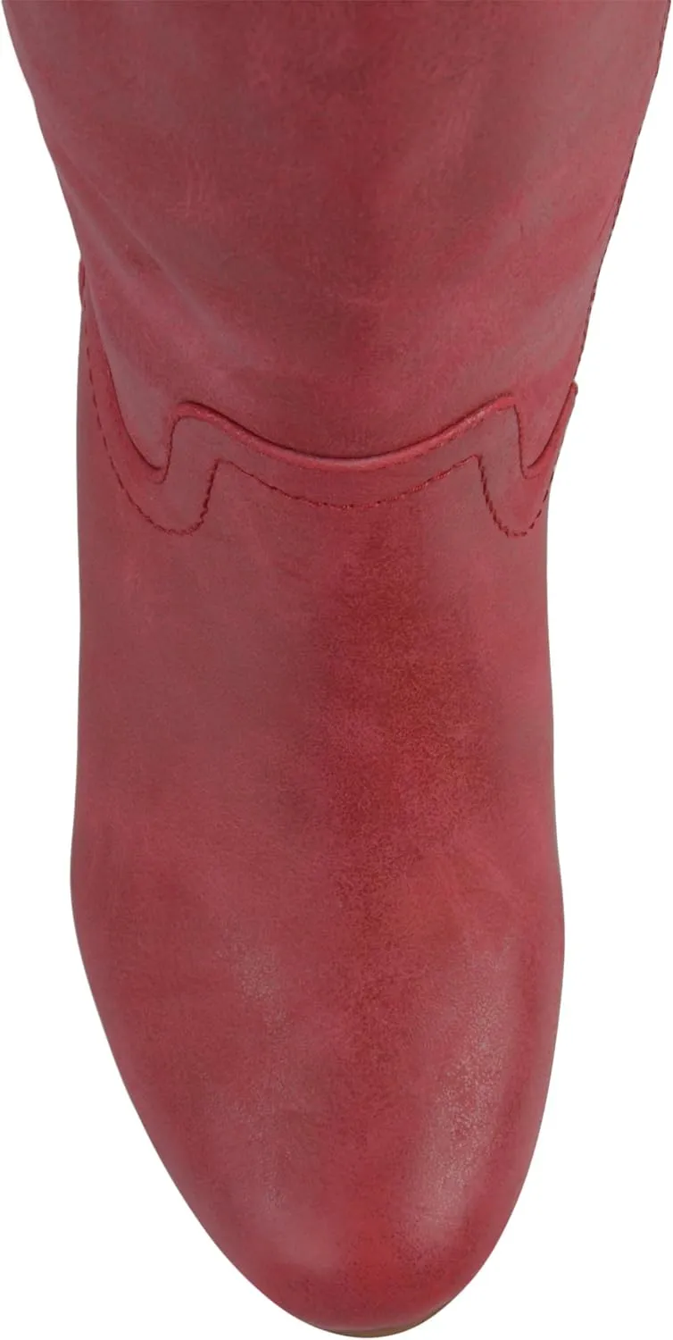 Brinley Co. Womens Regular and Wide Calf Round Toe Faux Leather Mid-calf Wedge Boots