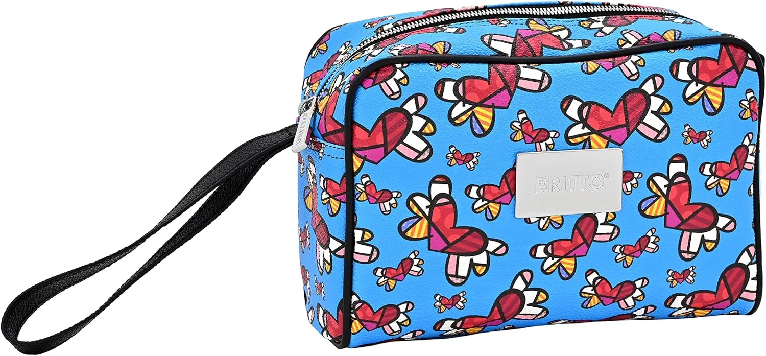 BRITTO Romero Vegan Leather Toiletry Case, Flying Hearts