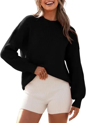BTFBM Womens Casual Long Sleeve Sweaters Crew Neck Oversized Ribbed Knit Pullover Sweater 2025 Fall Winter Jumper Tops