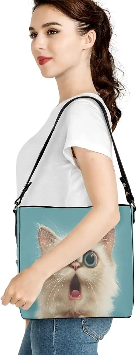 Bucket Bag for Women Fashion Leather Shoulder Bag Casual Tote Bag for Women Work Hobo Bag